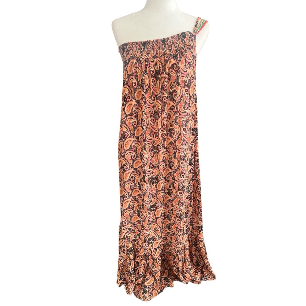 NKN Nekane GF Gala One Shoulder Paisley Beaded Maxi Dress Pockets Medium NWT - Picture 2 of 11